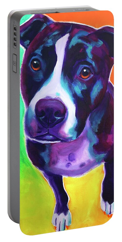 Dog Portable Battery Charger featuring the photograph Pit Bull - Truman by Dawg Painter
