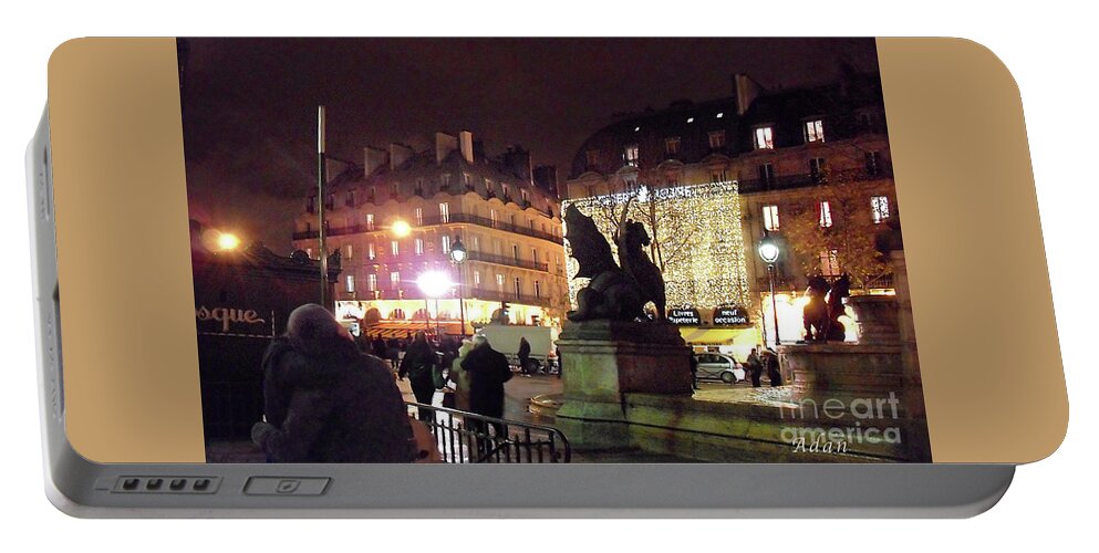 Paris Portable Battery Charger featuring the photograph Place Saint-Michel by Felipe Adan Lerma