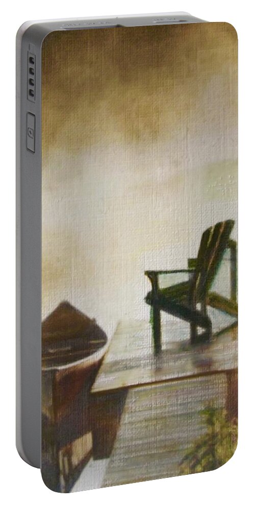 Water Portable Battery Charger featuring the painting Placid Reflection by Cara Frafjord
