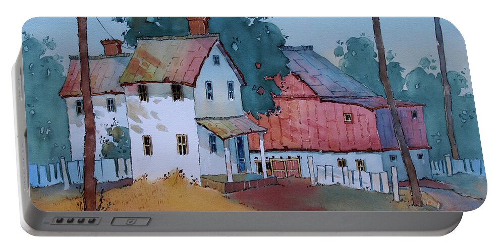 Farm House Portable Battery Charger featuring the painting Plain and Simple by Joyce Hicks