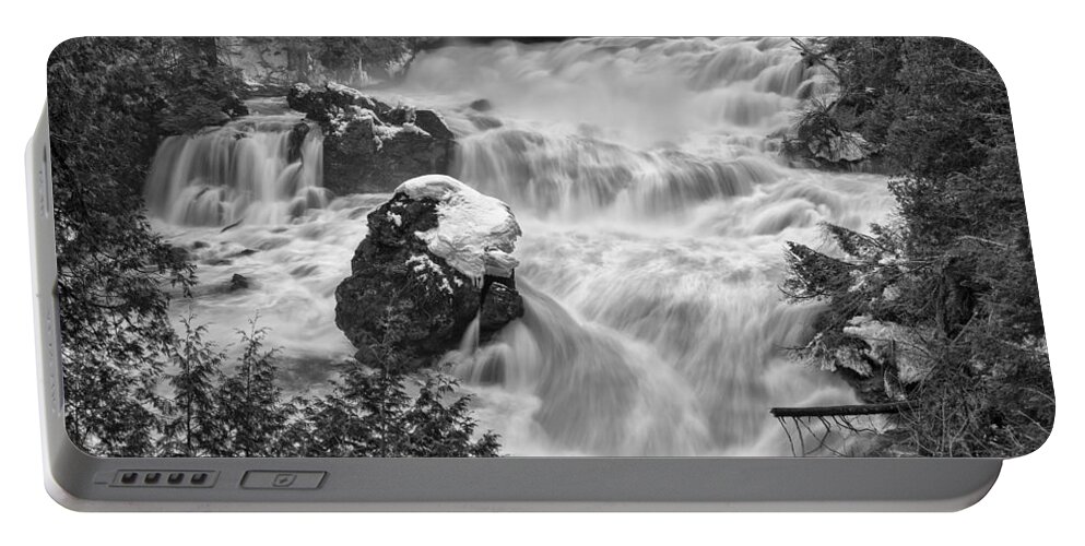 Waterfalls Portable Battery Charger featuring the photograph Plaisance Waterfalls by Eunice Gibb