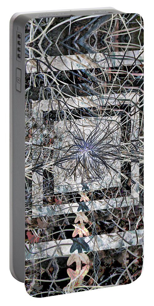 Mandala Portable Battery Charger featuring the digital art Plant Energy Kaleidoscope by Julia L Wright