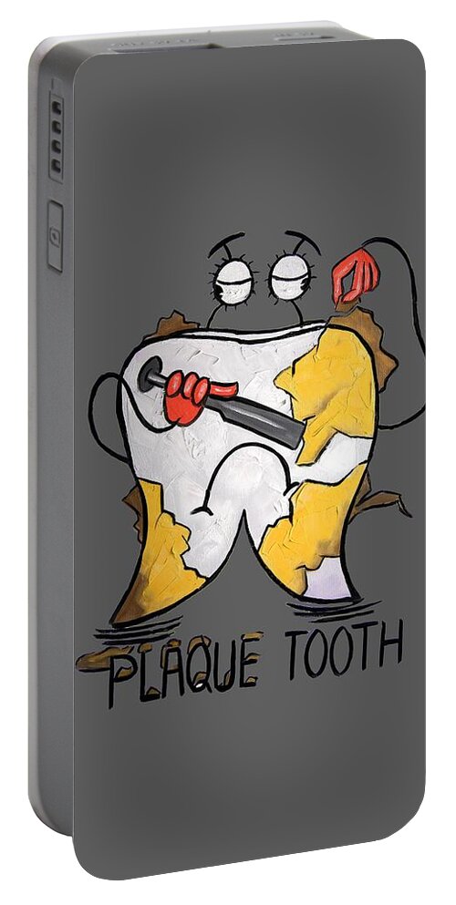 Plaque Tooth T-shirt Portable Battery Charger featuring the painting Plaque Tooth T-shirt by Anthony Falbo