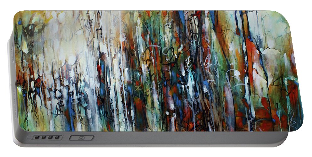 Abstract Portable Battery Charger featuring the painting Pleasant Distractions by Michael Lang