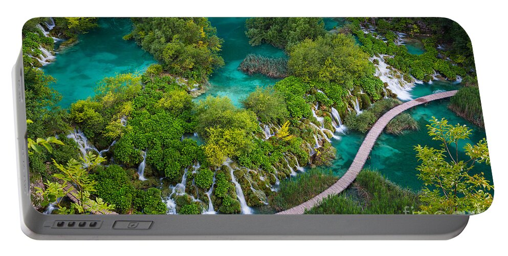 Adriatic Portable Battery Charger featuring the photograph Plitvice Boardwalk by Inge Johnsson