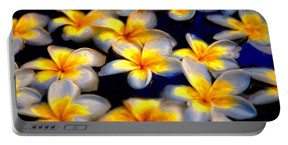 Plumeria Portable Battery Charger featuring the photograph Plumeria Afloat by Susan Rissi Tregoning