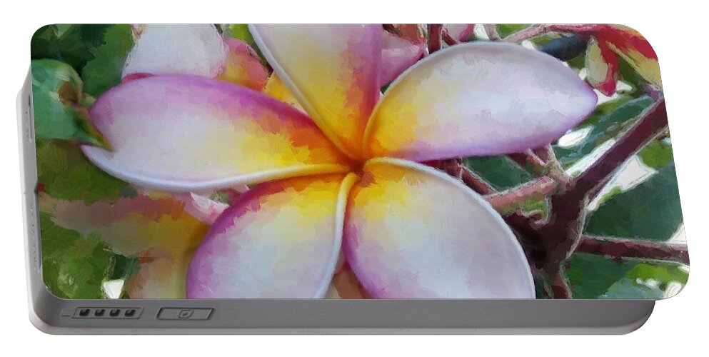 Plumeria Flower Portable Battery Charger featuring the digital art Plumeria flower by Carl Gouveia