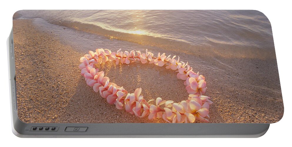 Afternoon Portable Battery Charger featuring the photograph Plumeria Lei Shoreline by Mary Van de Ven - Printscapes