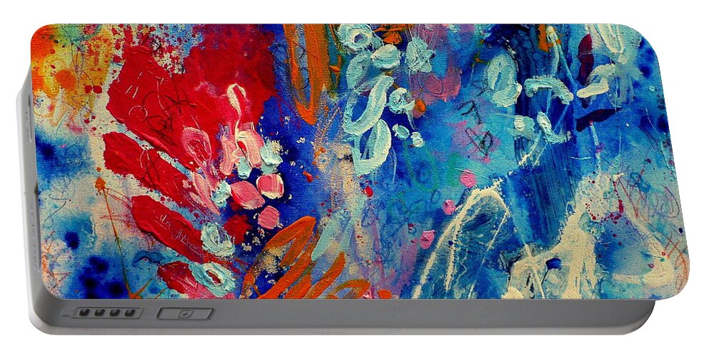 Abstract Painting Portable Battery Charger featuring the painting Pocket Full of Horses 4 by Tracy Bonin