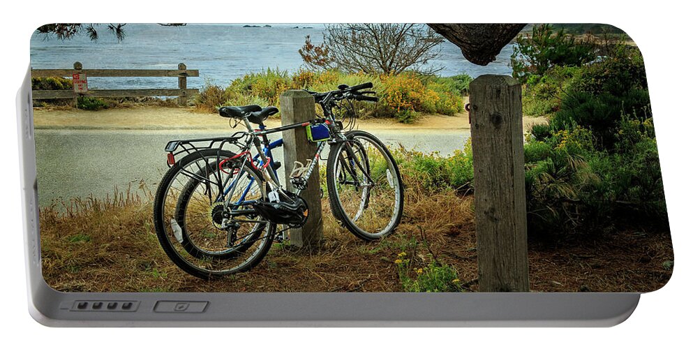 American Portable Battery Charger featuring the photograph Point Lobos Bicycles by Craig J Satterlee