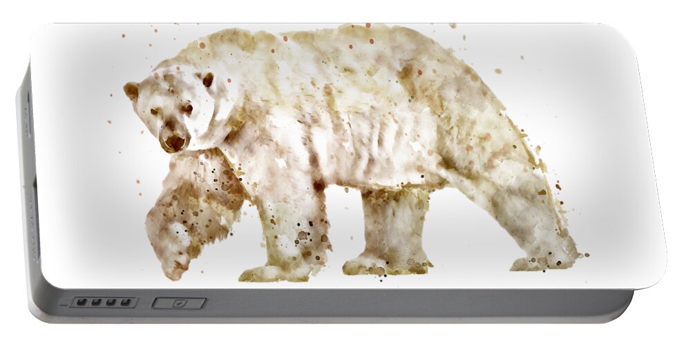 Polar Bear Portable Battery Charger featuring the painting Polar Bear watercolor by Marian Voicu