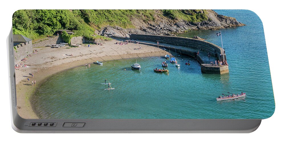 Polkerris Portable Battery Charger featuring the photograph Polkerris Beach and Harbour by Hazy Apple