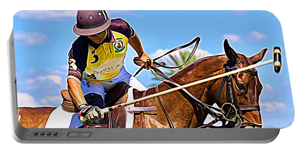 Alicegipsonphotographs Portable Battery Charger featuring the photograph Polo Swing by Alice Gipson