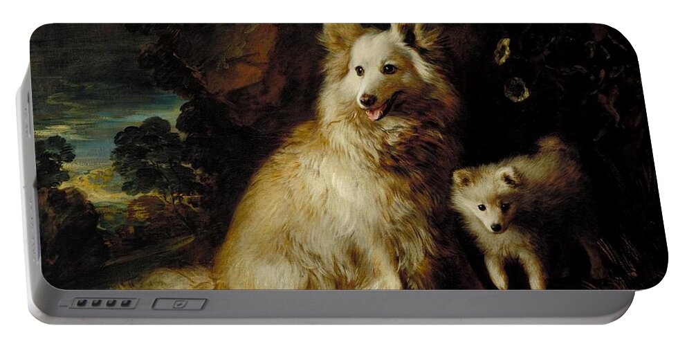 Thomas Gainsborough Portable Battery Charger featuring the painting Pomeranian Bitch and Puppy by Thomas Gainsborough