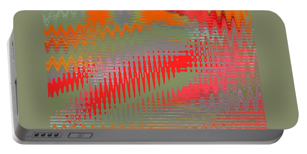 Multicolored Abstract Portable Battery Charger featuring the digital art Pond Abstract - Summer Colors by Ben and Raisa Gertsberg