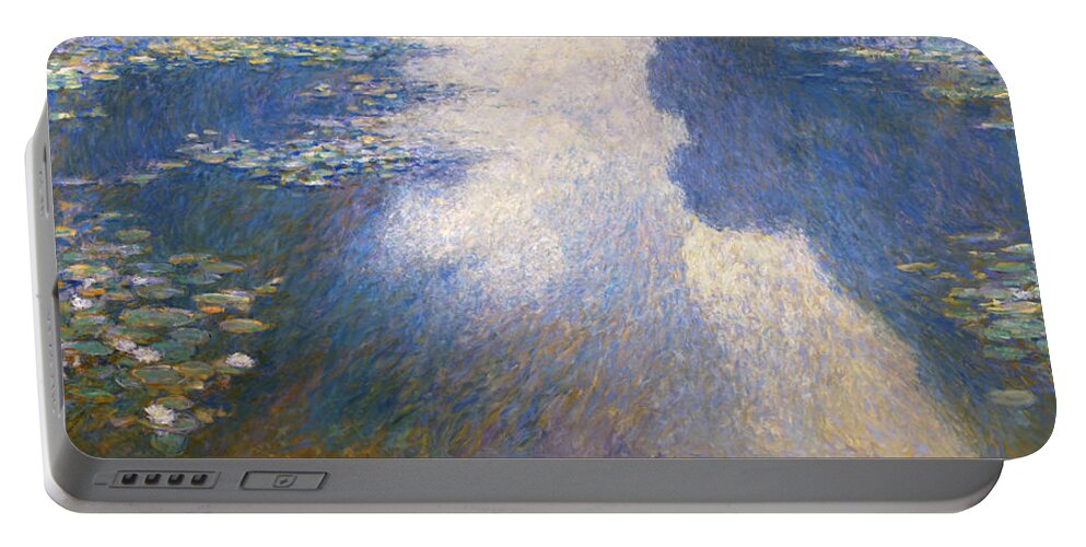 Tranquility Portable Battery Charger featuring the painting Pond Monet by Valeriy Mavlo