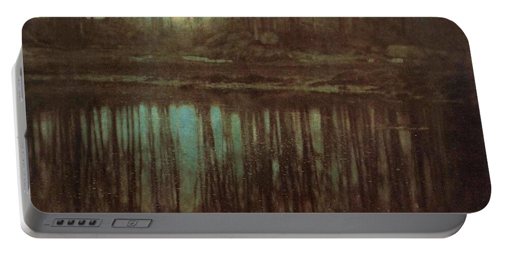 Edward Portable Battery Charger featuring the painting Pond Moonlight by Edward Steichen