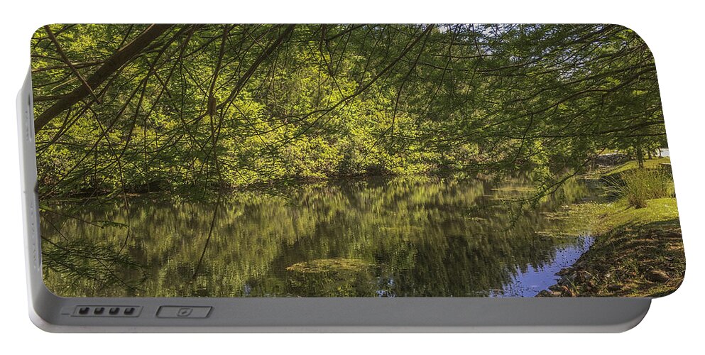 Pond Portable Battery Charger featuring the photograph Pond Reflections in Mount Pleasant SC by Dale Powell