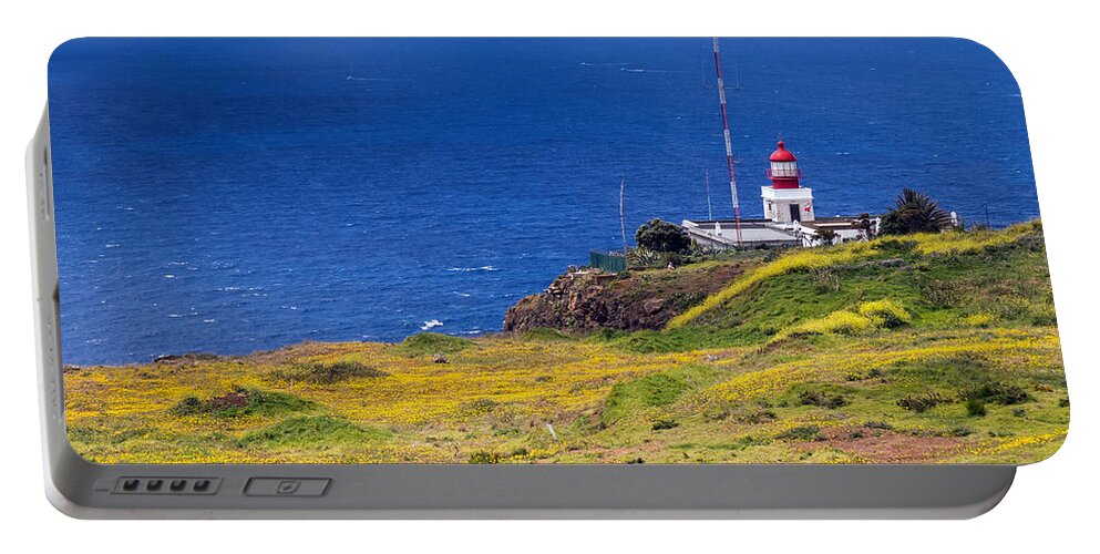 Madeira Portable Battery Charger featuring the photograph Ponta do Pargo lighthouse by Claudio Maioli