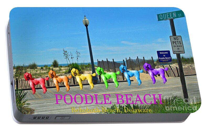 Poodle Portable Battery Charger featuring the photograph Poodle Beach Rehoboth by Jost Houk
