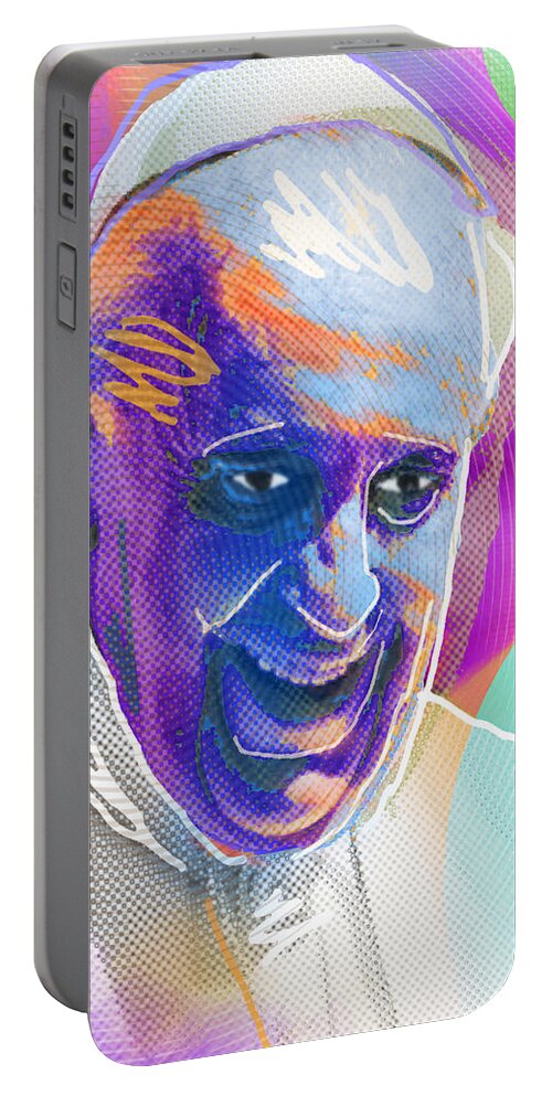 :pope Francis. American Visit Portable Battery Charger featuring the painting Pope Pop 3 by Tony Rubino