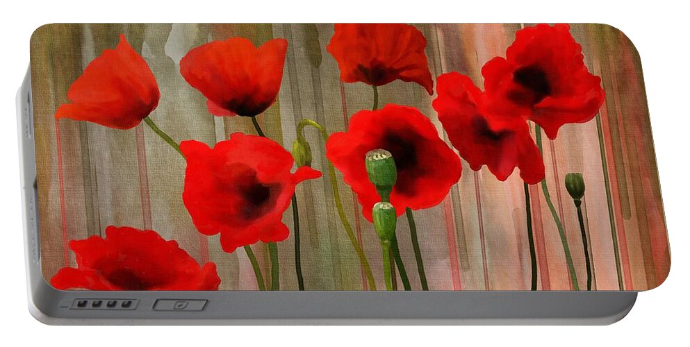 Poppies Portable Battery Charger featuring the painting Poppies by Ivana Westin