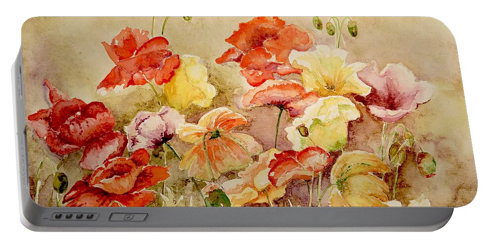 Poppies Portable Battery Charger featuring the painting Poppies by Marilyn Zalatan