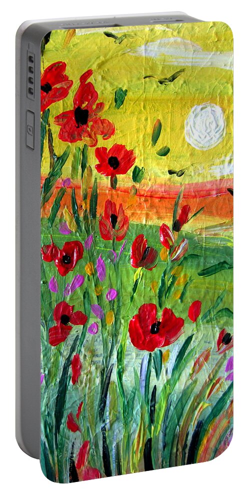 Flowers Portable Battery Charger featuring the painting Poppies by Roberto Gagliardi