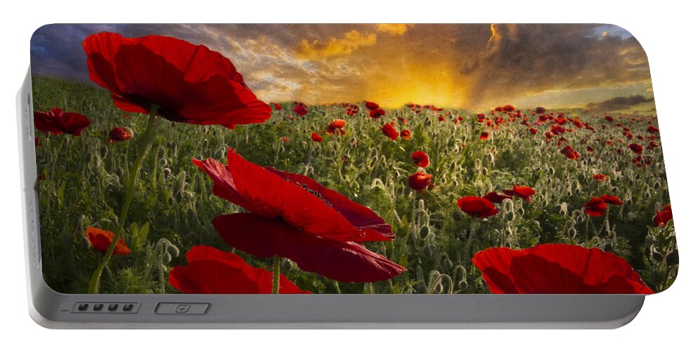 Appalachia Portable Battery Charger featuring the photograph Poppy Field by Debra and Dave Vanderlaan