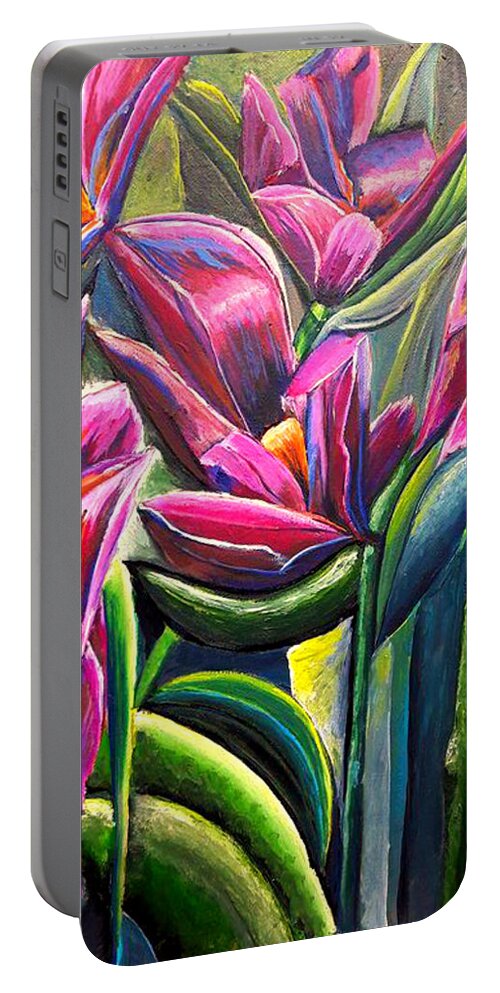 Poppy Portable Battery Charger featuring the painting Poppy Flowers by Medea Ioseliani