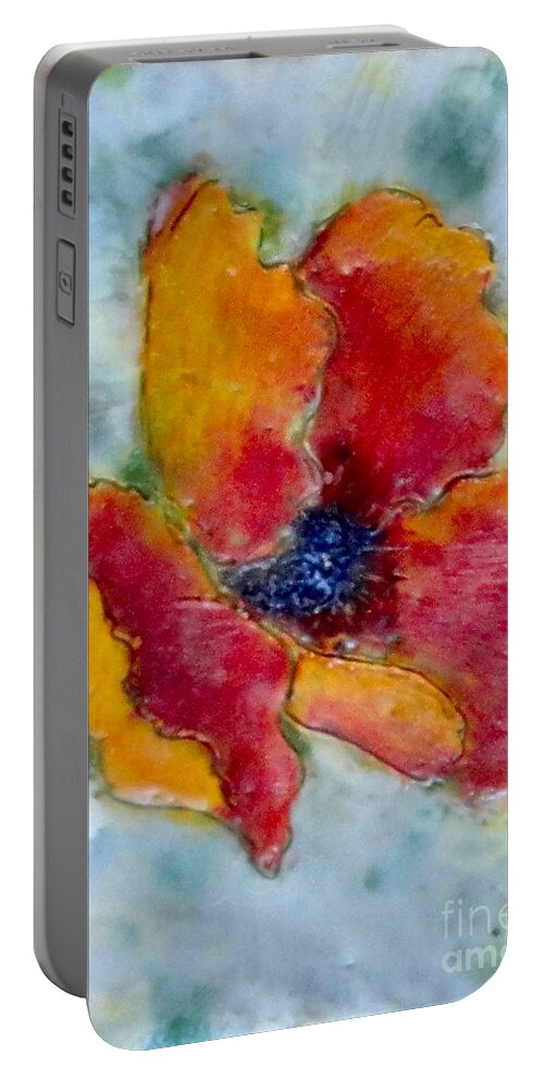 Poppy Portable Battery Charger featuring the painting Poppy Smile by Amy Stielstra