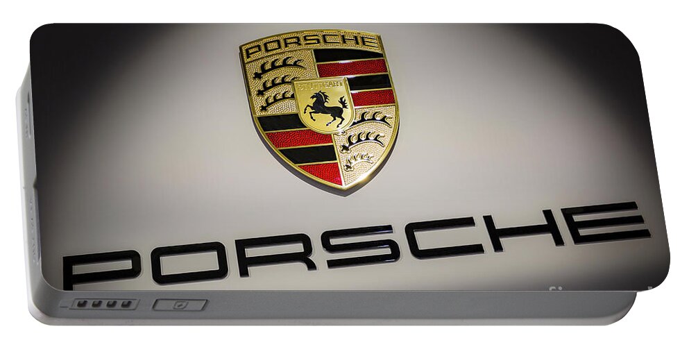 Porsche Logo Portable Battery Charger featuring the photograph Porsche Car Emblem by Stefano Senise