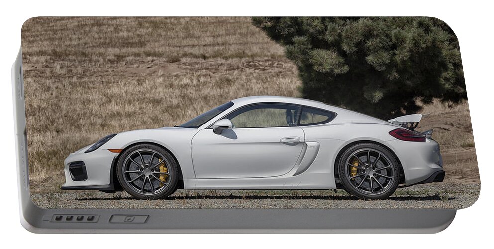 Cars Portable Battery Charger featuring the photograph Porsche Cayman GT4 Side Profile by ItzKirb Photography