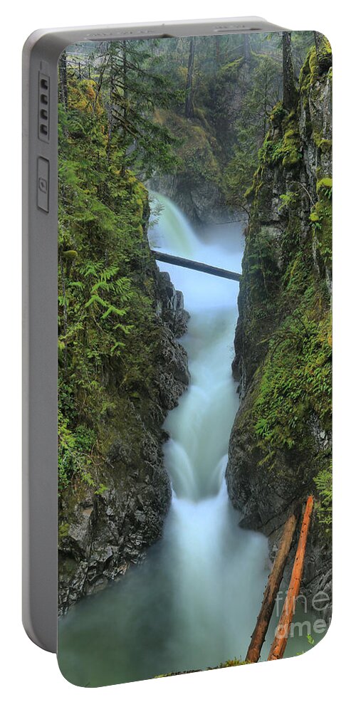 Qualicum Portable Battery Charger featuring the photograph Port Alberni Rainforest Waterfall by Adam Jewell