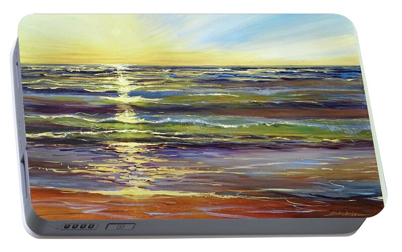 Lake Michigan Portable Battery Charger featuring the painting Port Sheldon by Sandra Strohschein