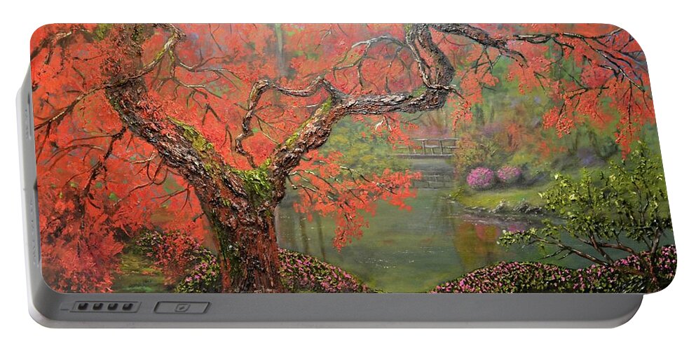 Portland Portable Battery Charger featuring the painting Portland Garden by Michael Mrozik