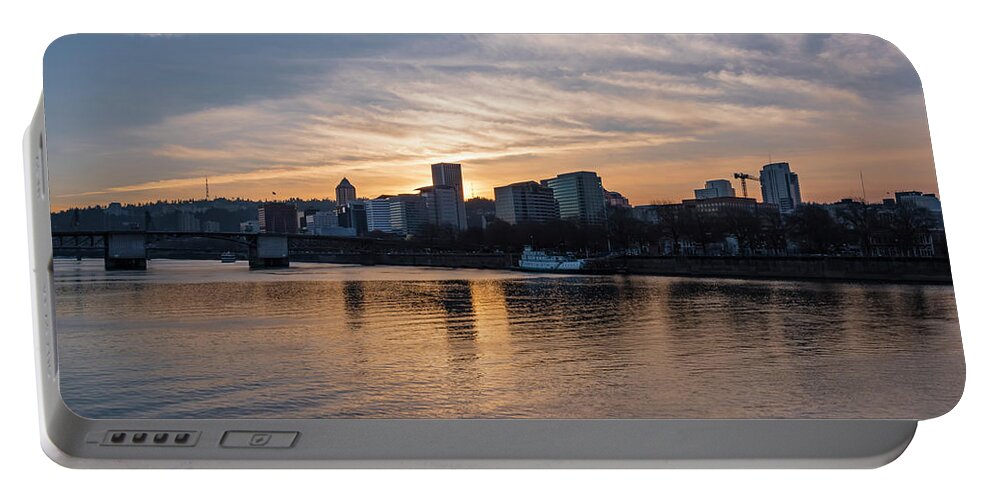 Oregon Portable Battery Charger featuring the photograph Portland Sunset by Steven Clark