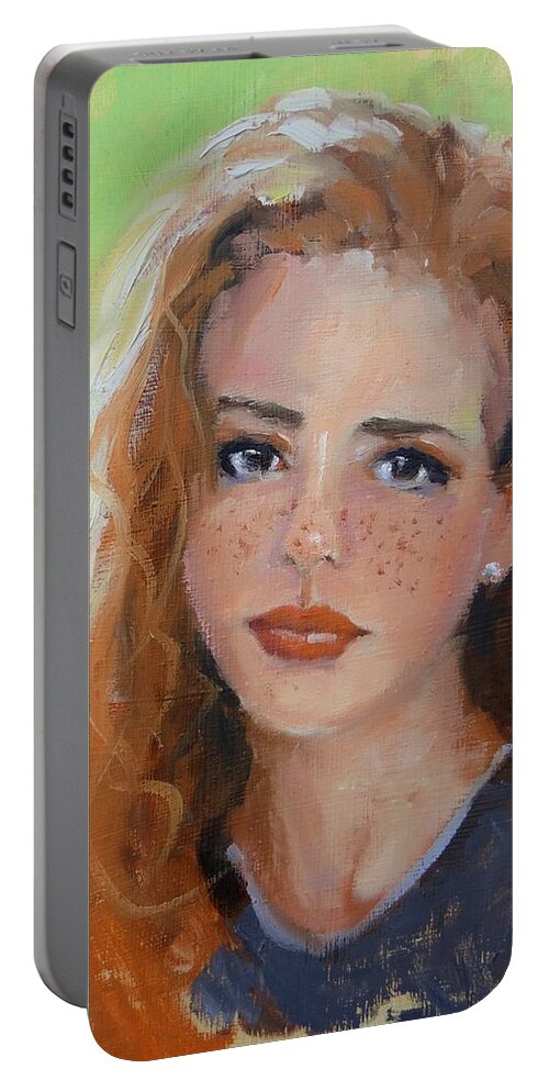 Portrait Portable Battery Charger featuring the painting Portrait Demo four by Laura Lee Zanghetti