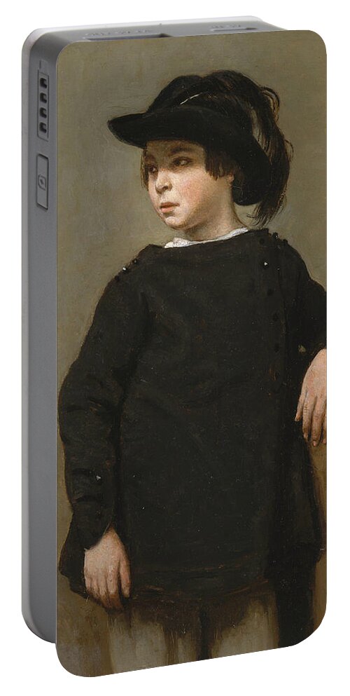 19th Century Art Portable Battery Charger featuring the painting Portrait of a Child by Jean-Baptiste-Camille Corot