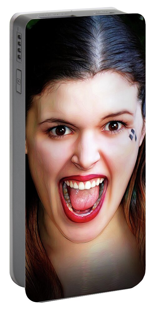 Super Hero Portable Battery Charger featuring the photograph Portrait Of A Harlequin by Jon Volden