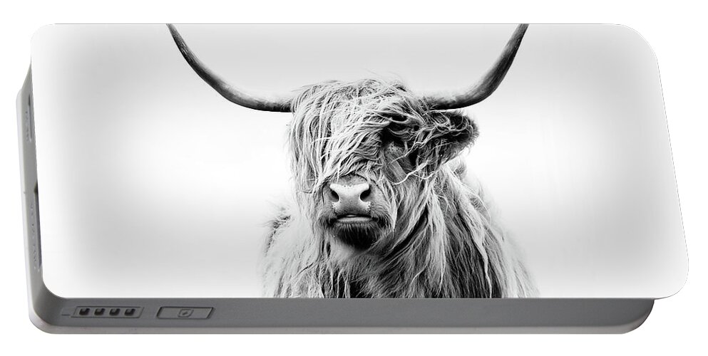 #faatoppicks Portable Battery Charger featuring the photograph Portrait Of A Highland Cow by Dorit Fuhg