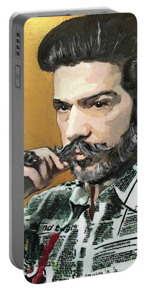 Daniel Esquivel Portable Battery Charger featuring the painting Portrait of Daniel Esquivel by Gary Springer