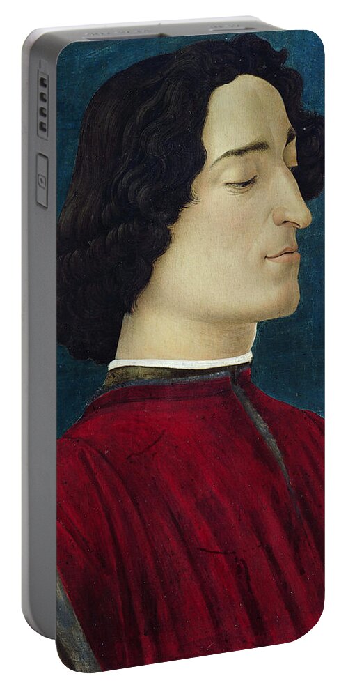 Sandro Botticelli Portable Battery Charger featuring the painting Portrait of Giuliano de' Medici by Sandro Botticelli