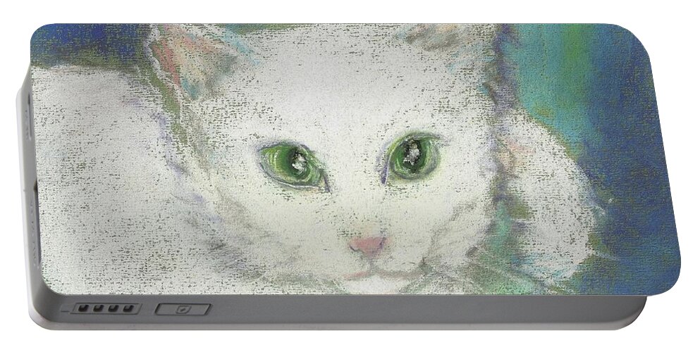 Cat Portable Battery Charger featuring the drawing Portrait of Misty by Denise F Fulmer