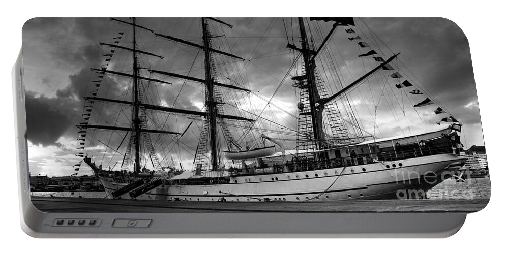 Brig Portable Battery Charger featuring the photograph Portuguese tall ship by Gaspar Avila