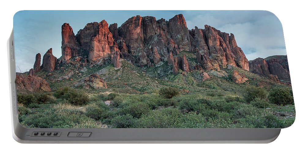 Superstition Mountains Portable Battery Charger featuring the photograph Post-Dusk Superstitions by Greg Nyquist