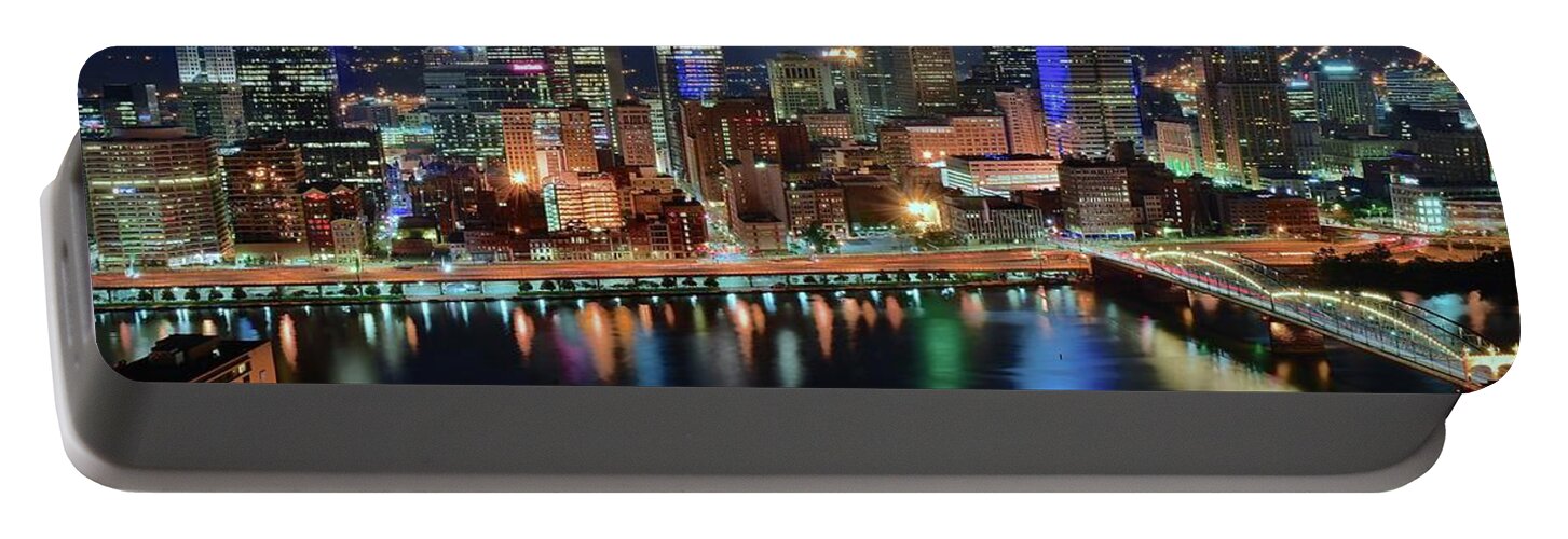 Pittsburgh Portable Battery Charger featuring the photograph Postcard Pittsburgh by Frozen in Time Fine Art Photography
