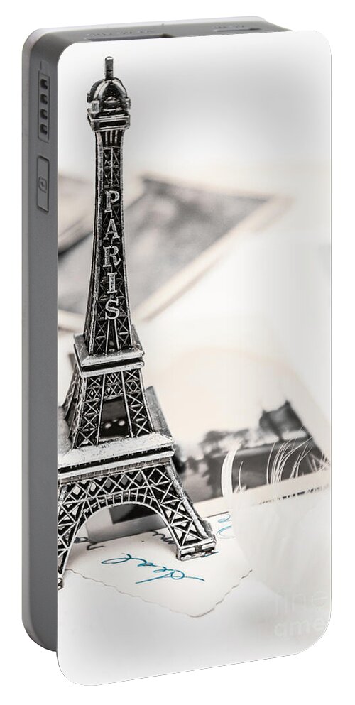 Postcard Portable Battery Charger featuring the photograph Postcards and letters from Paris by Jorgo Photography