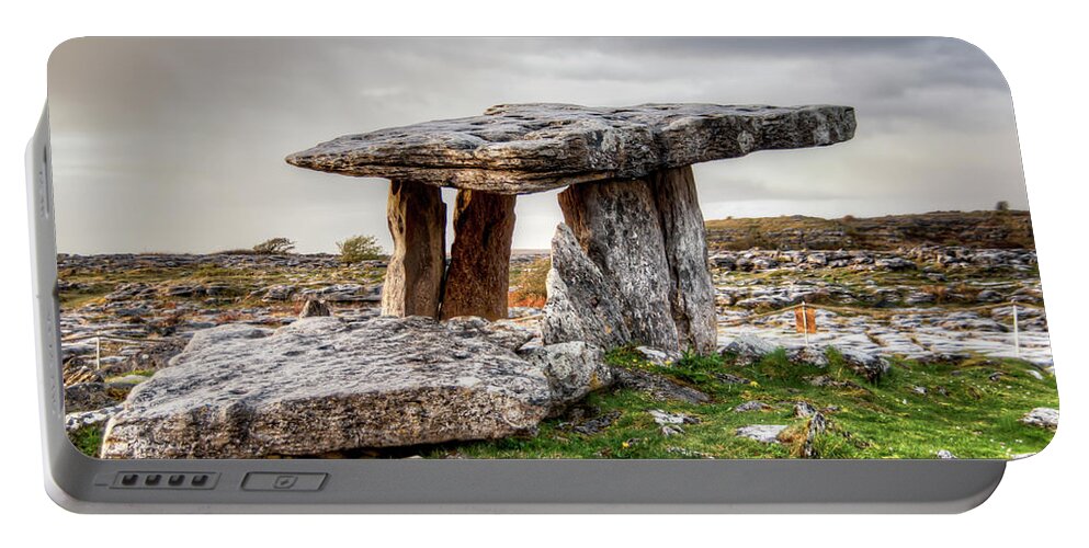 Atlantic Ocean Portable Battery Charger featuring the photograph Poulnabrone Dolmen by Natasha Bishop