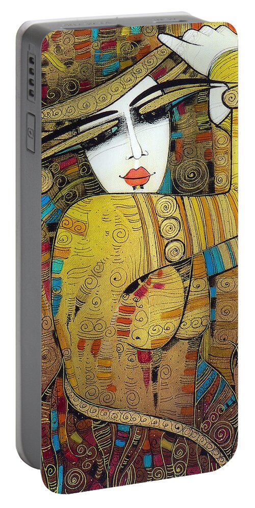 Albena Portable Battery Charger featuring the painting Poupoupidou by Albena Vatcheva